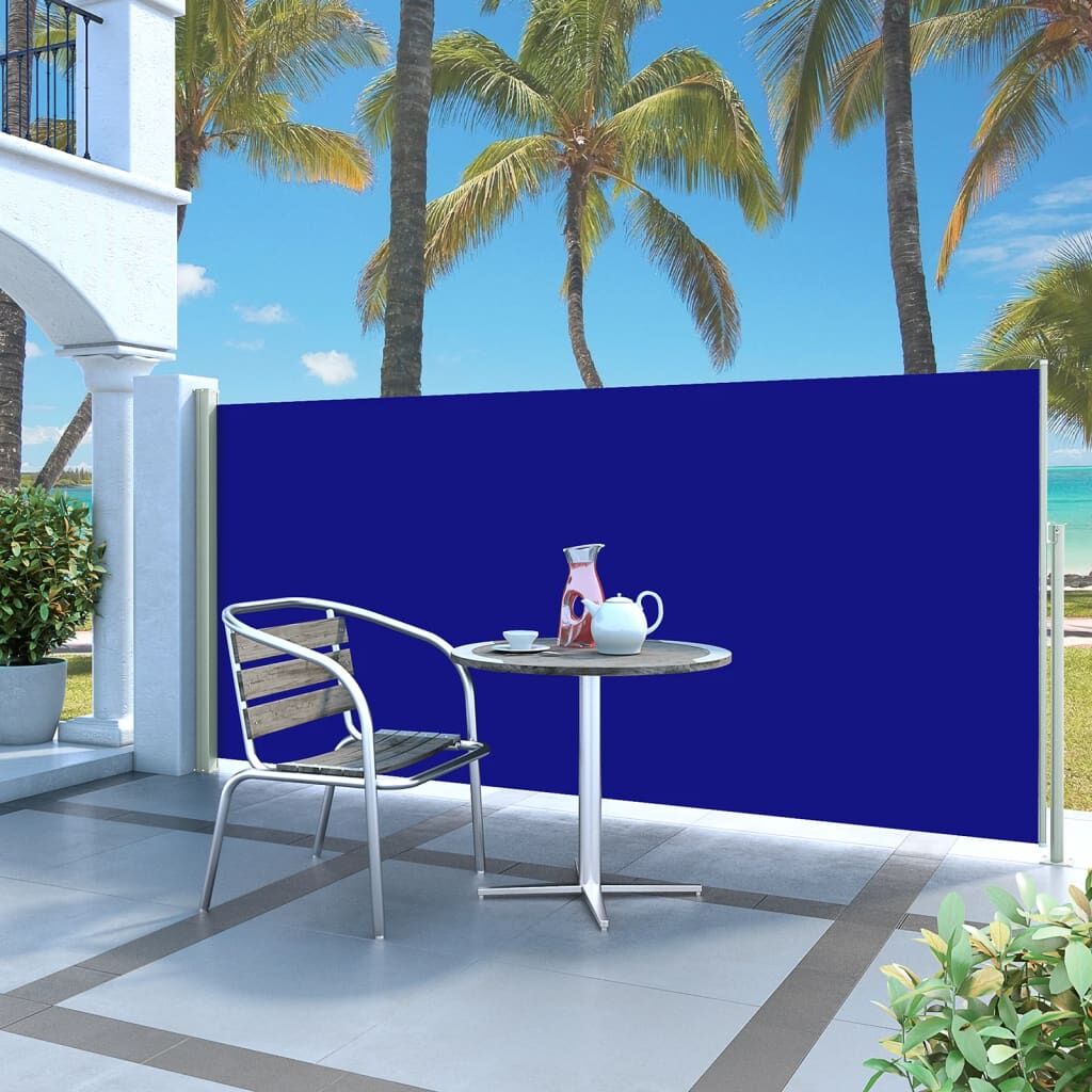 Vidaxl Toldo Lateral Retráctil De Jardín Azul 140x300 Cm_1