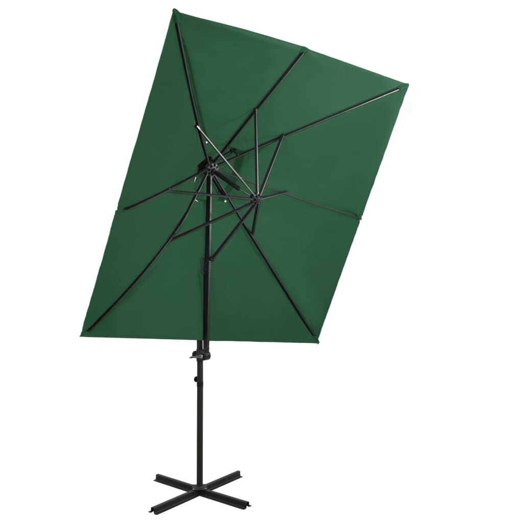Vidaxl Sombrilla Jardín Voladiza Con Cubierta Doble Verde 250x250 Cm_0