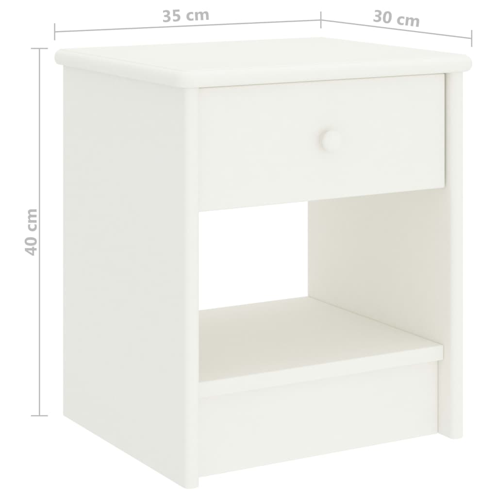 Mesita De Noche Madera Maciza De Mango Blanco 35x30x40 Cm_4