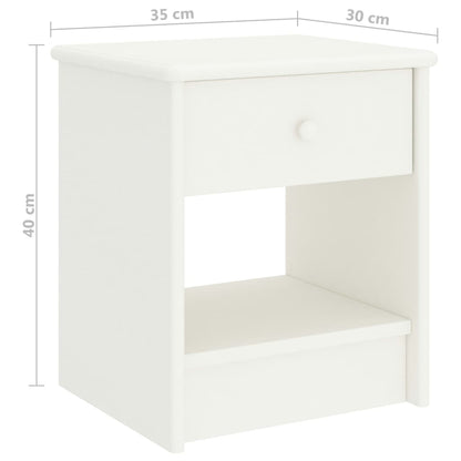 Mesita De Noche Madera Maciza De Mango Blanco 35x30x40 Cm_4