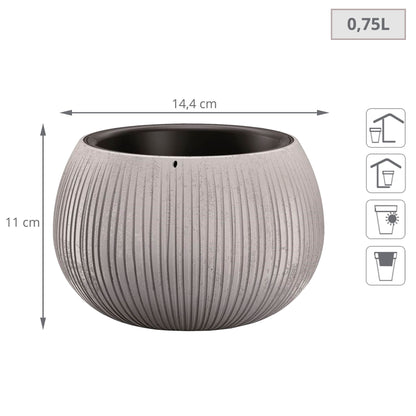 2x Prosperplast Beton Bowl De Plástico Con Depósito En Color Cemento, 11 (alto) X 14,4 (ancho) X 14,4 (profundo) Cms_1