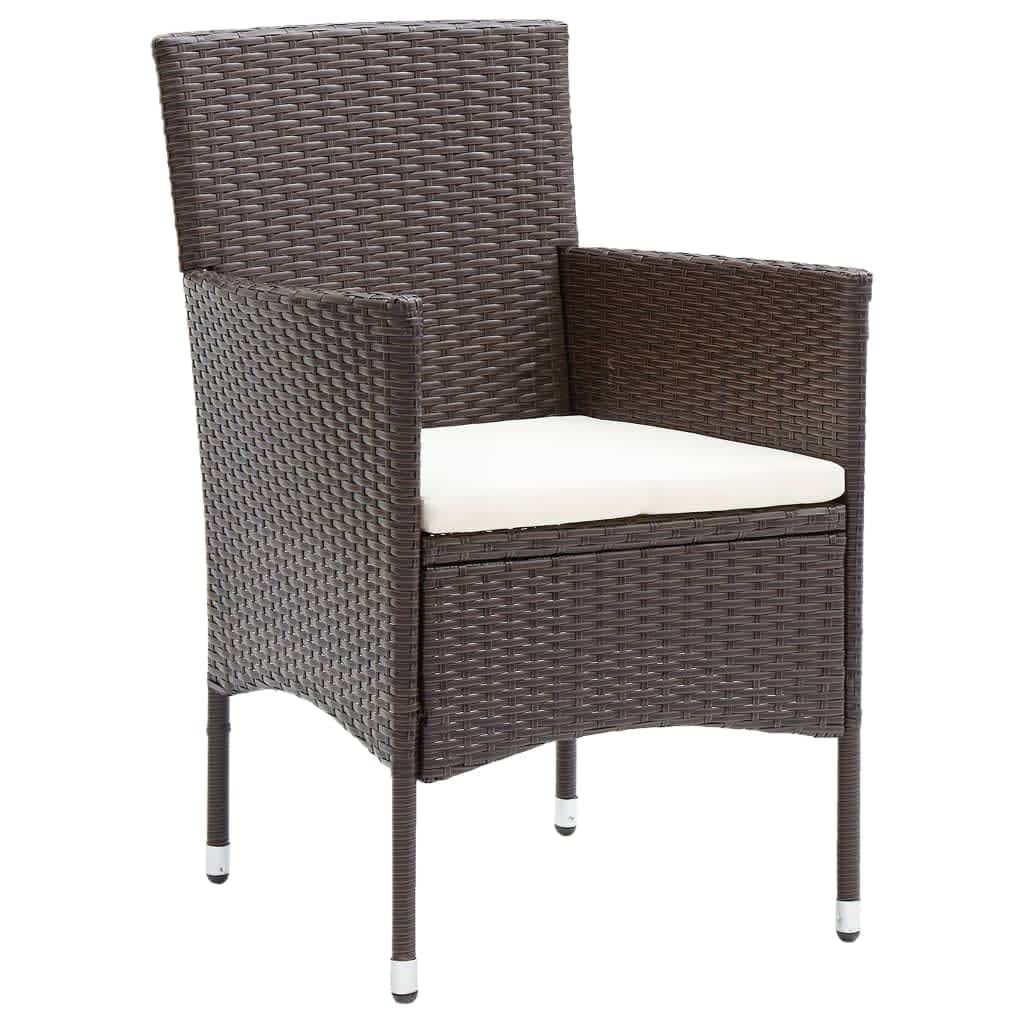 Set Comedor De Jardín 3 Pzas Con Cojines Ratán Sintético Marrón / Vetonek_3