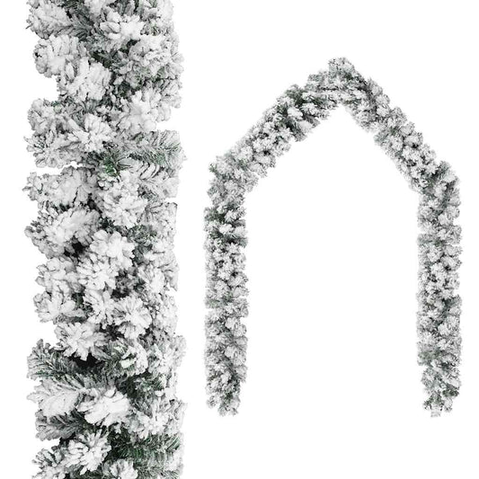 Vidaxl Guirnalda De Navidad Con Nieve Flocada Verde 10 M Pvc_0