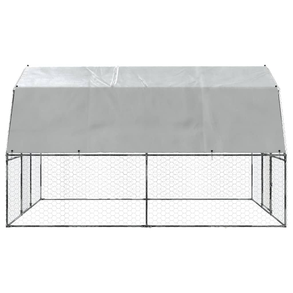 Vidaxl Gallinero Con Techo Y Puerta Acero Galvanizado Plateado_4