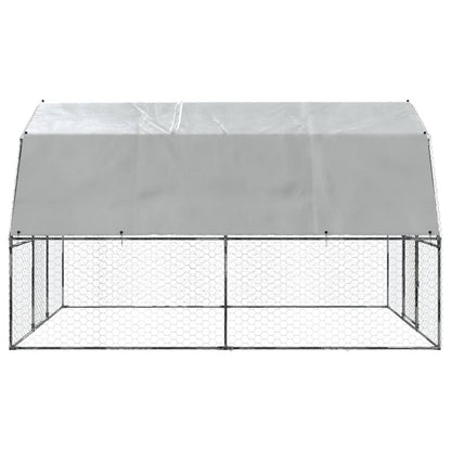 Vidaxl Gallinero Con Techo Y Puerta Acero Galvanizado Plateado_4