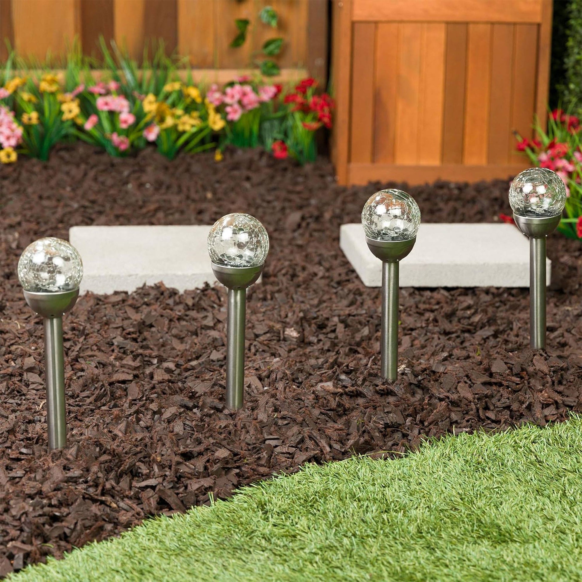 Well Home Juego De 5 Luces Solares En Acero Inoxidable Ø6cm