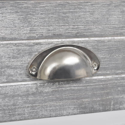 Mesita De Noche Madera De Paulownia Gris Y Blanca 38x28x45 Cm_4
