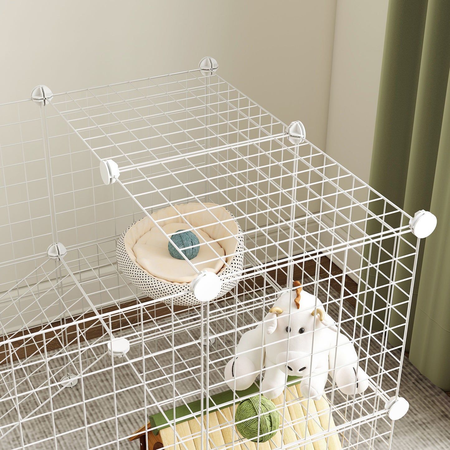 Pawhut Jaula Para Animales Pequeños Forma Personalizable 146x73x73 Cm Blanco_4