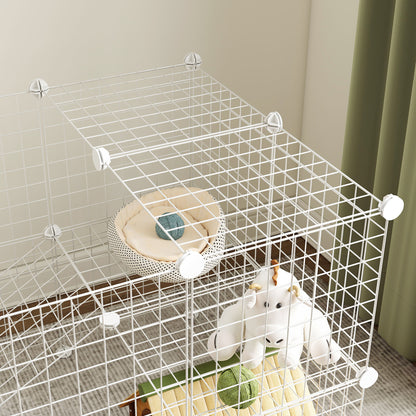 Pawhut Jaula Para Animales Pequeños Forma Personalizable 146x73x73 Cm Blanco_4