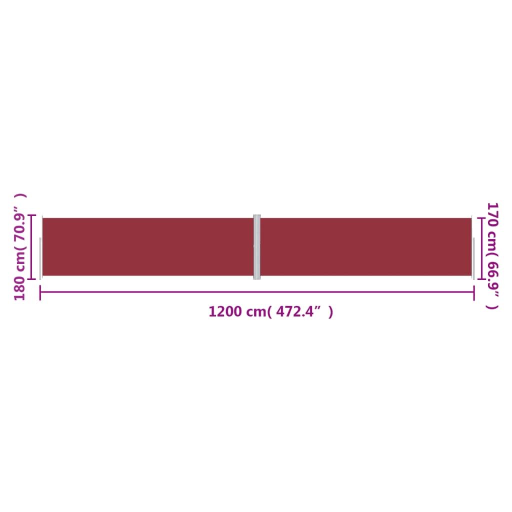 Vidaxl Toldo Lateral Retráctil Rojo 180x1200 Cm_2