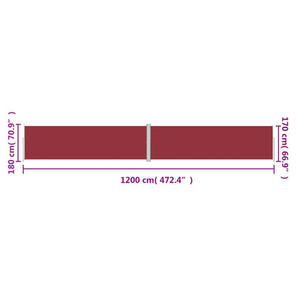 Vidaxl Toldo Lateral Retráctil Rojo 180x1200 Cm_2