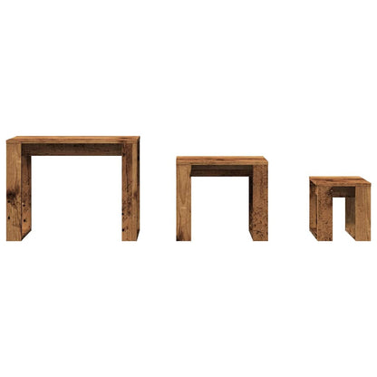 Mesas Apilables 3 Uds Madera De Ingeniería Madera Envejecida_2