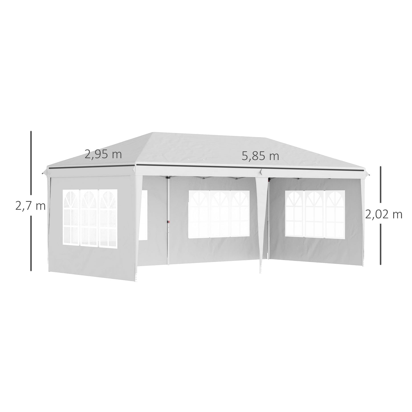 Outsunny Carpa Plegable 6x3 M Con 4 Laterales Desmontables 4 Ventanas_2