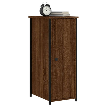 Mesita De Noche Madera De Ingeniería Marrón Roble 32x42x80 Cm_1