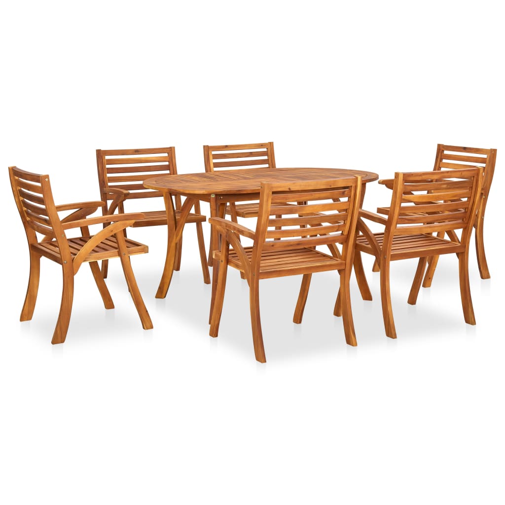 Vidaxl Juego De Comedor Para Jardín 7 Piezas Madera Maciza De Acacia_0