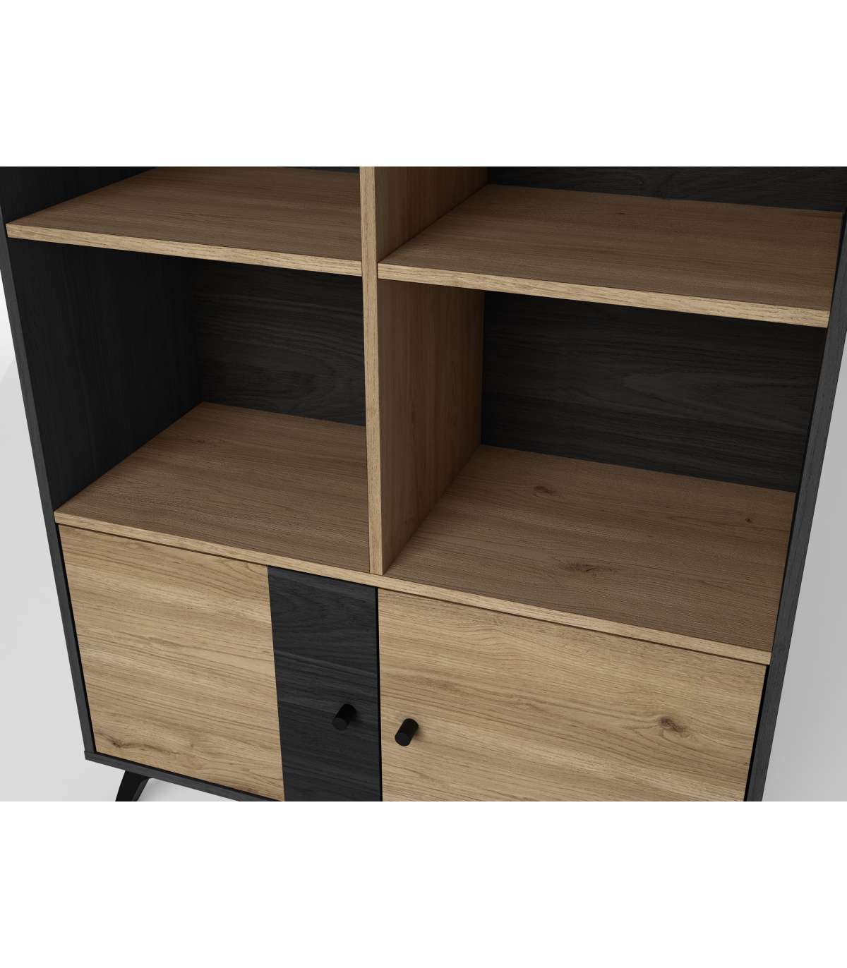 Estantería 2 Puertas 6 Huecos Berta Acabado Natural/bocamina, 92.1cm(ancho) 160.2cm(alto)_4