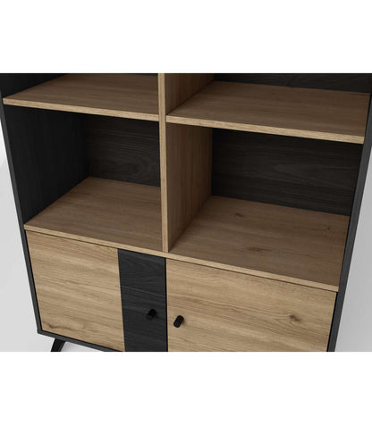 Estantería 2 Puertas 6 Huecos Berta Acabado Natural/bocamina, 92.1cm(ancho) 160.2cm(alto)_4