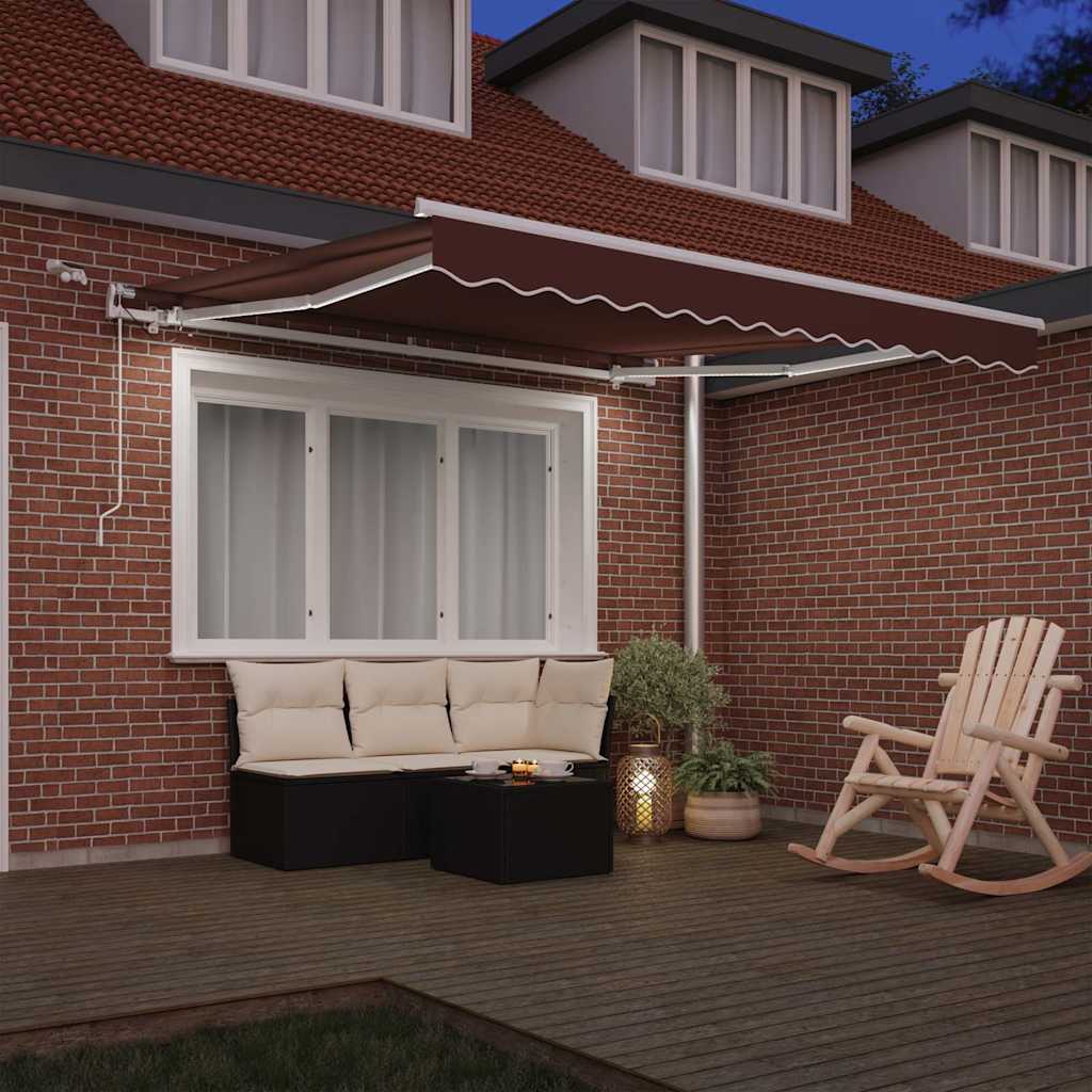 Toldo Retráctil Automático Con Luces Led Marrón 300x250 Cm_2