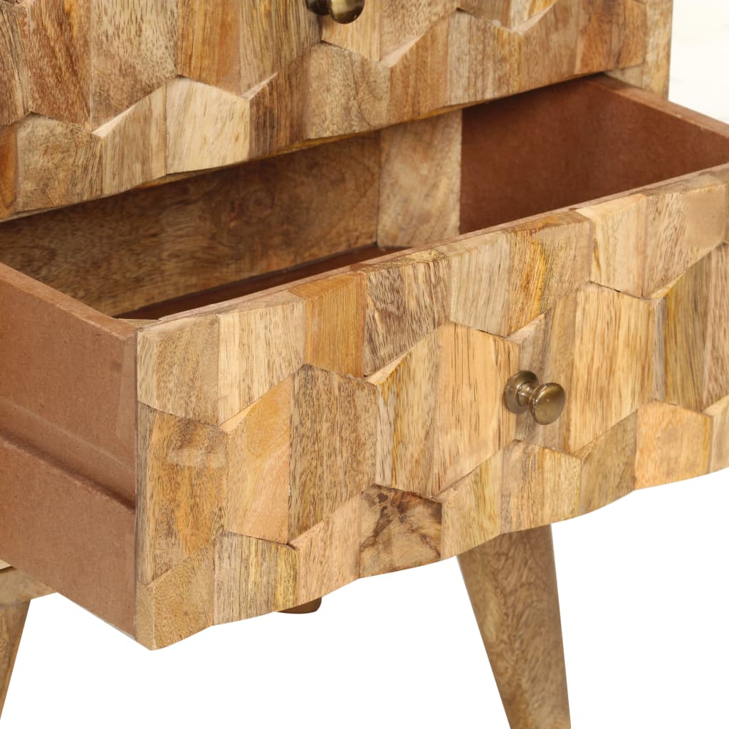 Mesita De Noche De Madera Maciza De Mango 40x30x50 Cm_2