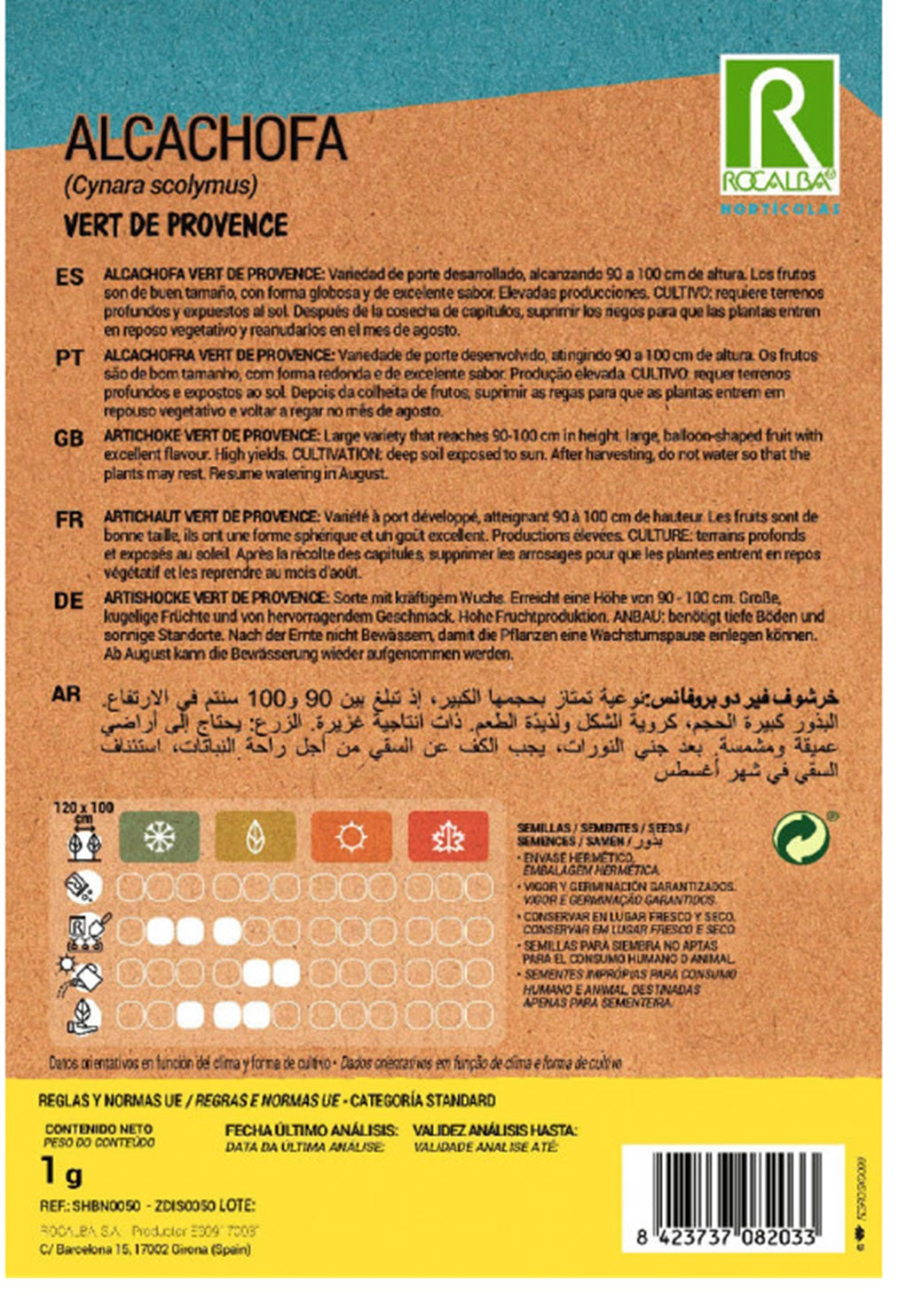 Semillas Alcachofa Vert Provence 1g