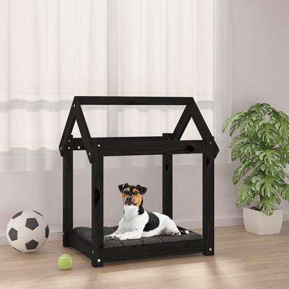 Vidaxl Cama Para Perros Madera Maciza De Pino Negro 61x50x70 Cm_1