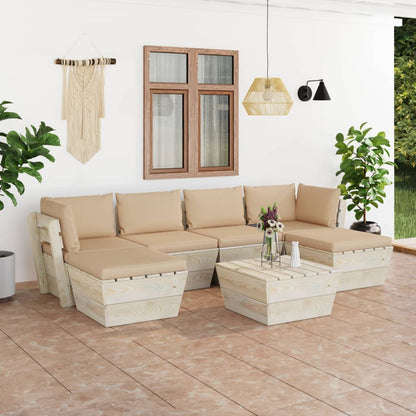 Vidaxl Muebles De Jardín De Palets 7 Piezas Y Cojines Madera De Abeto_1