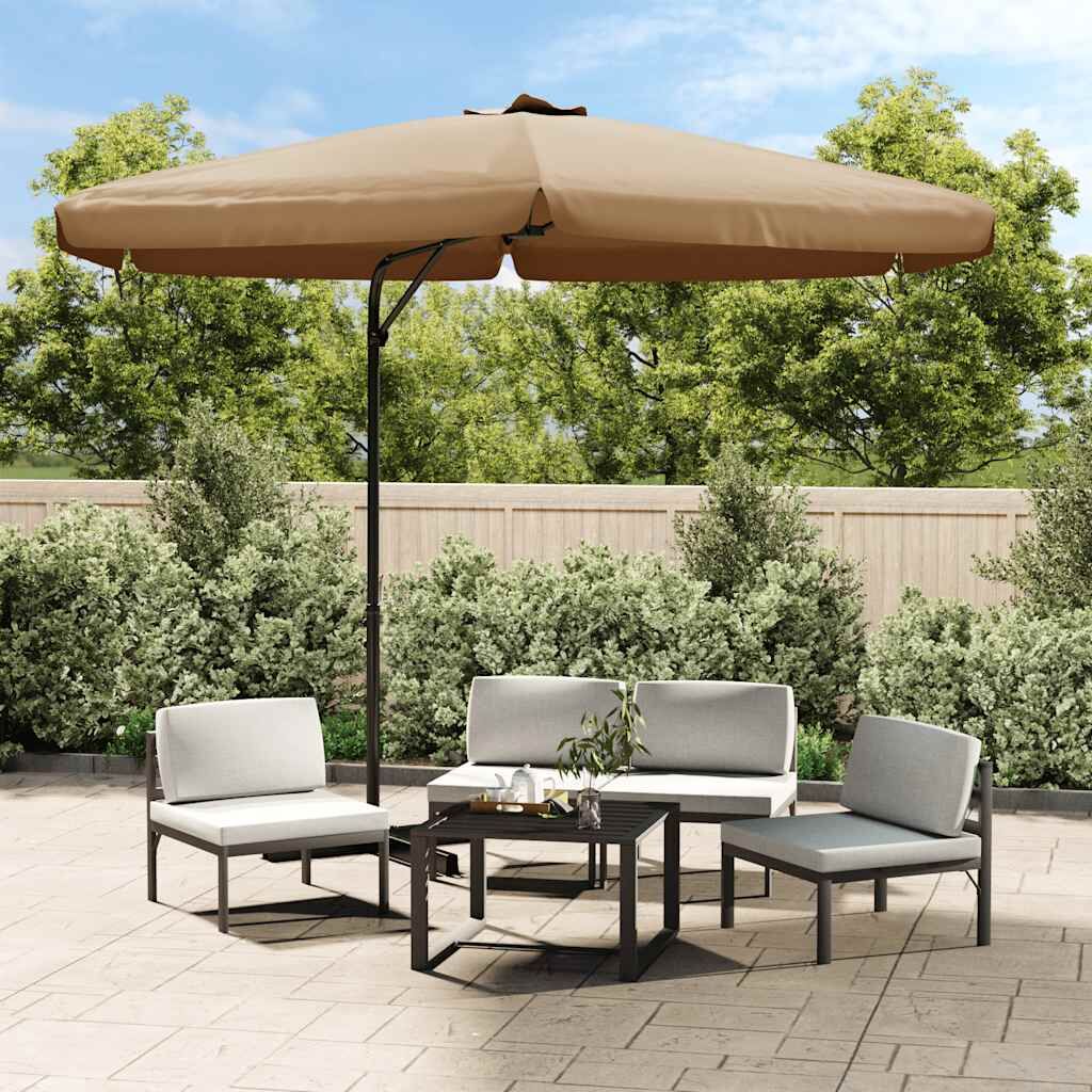 Vidaxl Sombrilla De Jardín Con Palo De Acero Taupe 300 Cm_1
