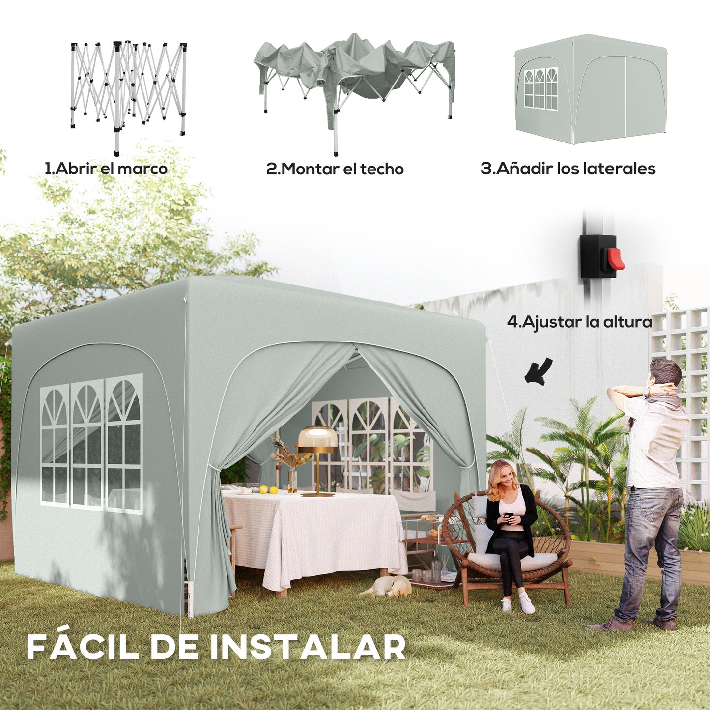 Outsunny Carpa Plegable 3x3 M_3