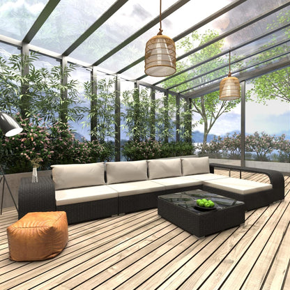 Vidaxl Set Muebles De Jardín 8 Piezas Y Cojines Ratán Sintético Negro_1