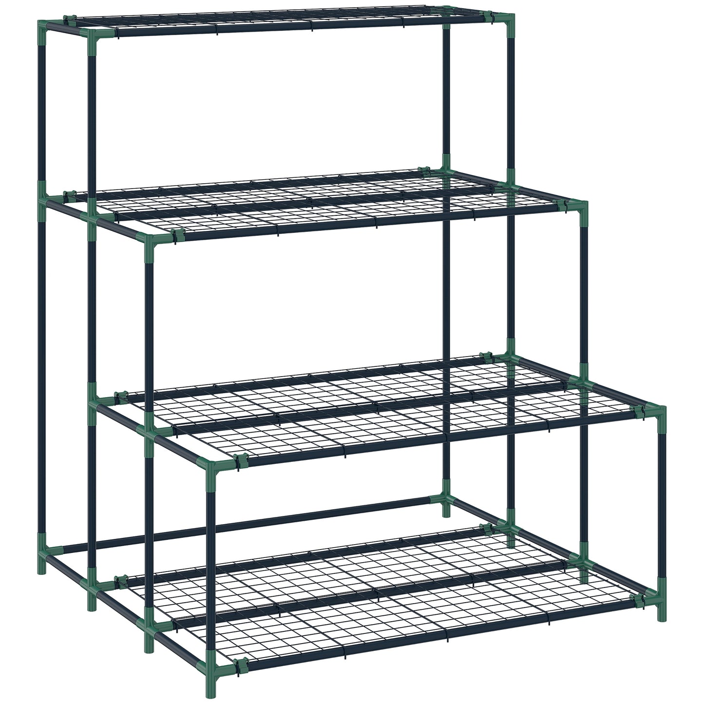 Outsunny Soporte Para Plantas De 4 Niveles De Acero 94x84x110 Cm Verde Oscuro_0