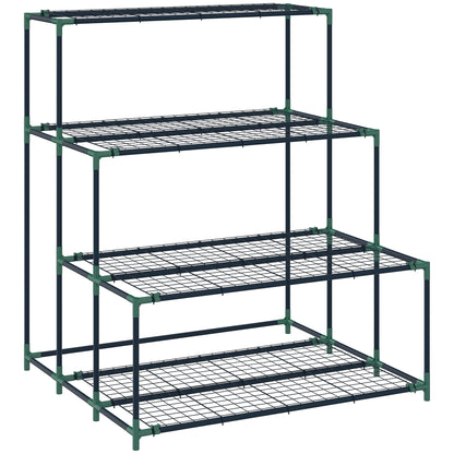 Outsunny Soporte Para Plantas De 4 Niveles De Acero 94x84x110 Cm Verde Oscuro_0