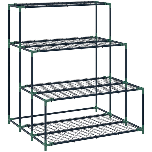 Outsunny Soporte Para Plantas De 4 Niveles De Acero 94x84x110 Cm Verde Oscuro_0