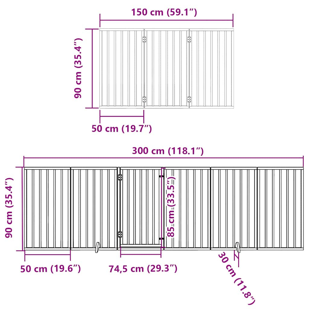 Vidaxl Puerta Para Perros Plegable 9 Paneles Madera Álamo Blanca 450cm_2