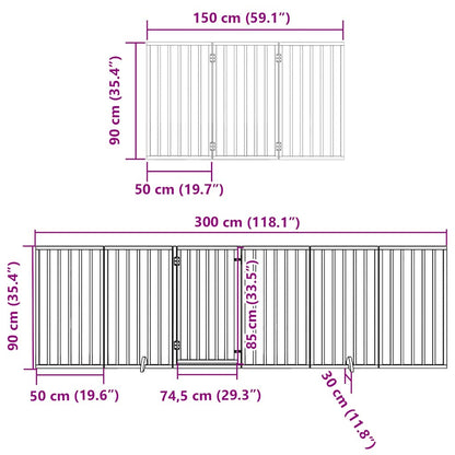 Vidaxl Puerta Para Perros Plegable 9 Paneles Madera Álamo Blanca 450cm_2