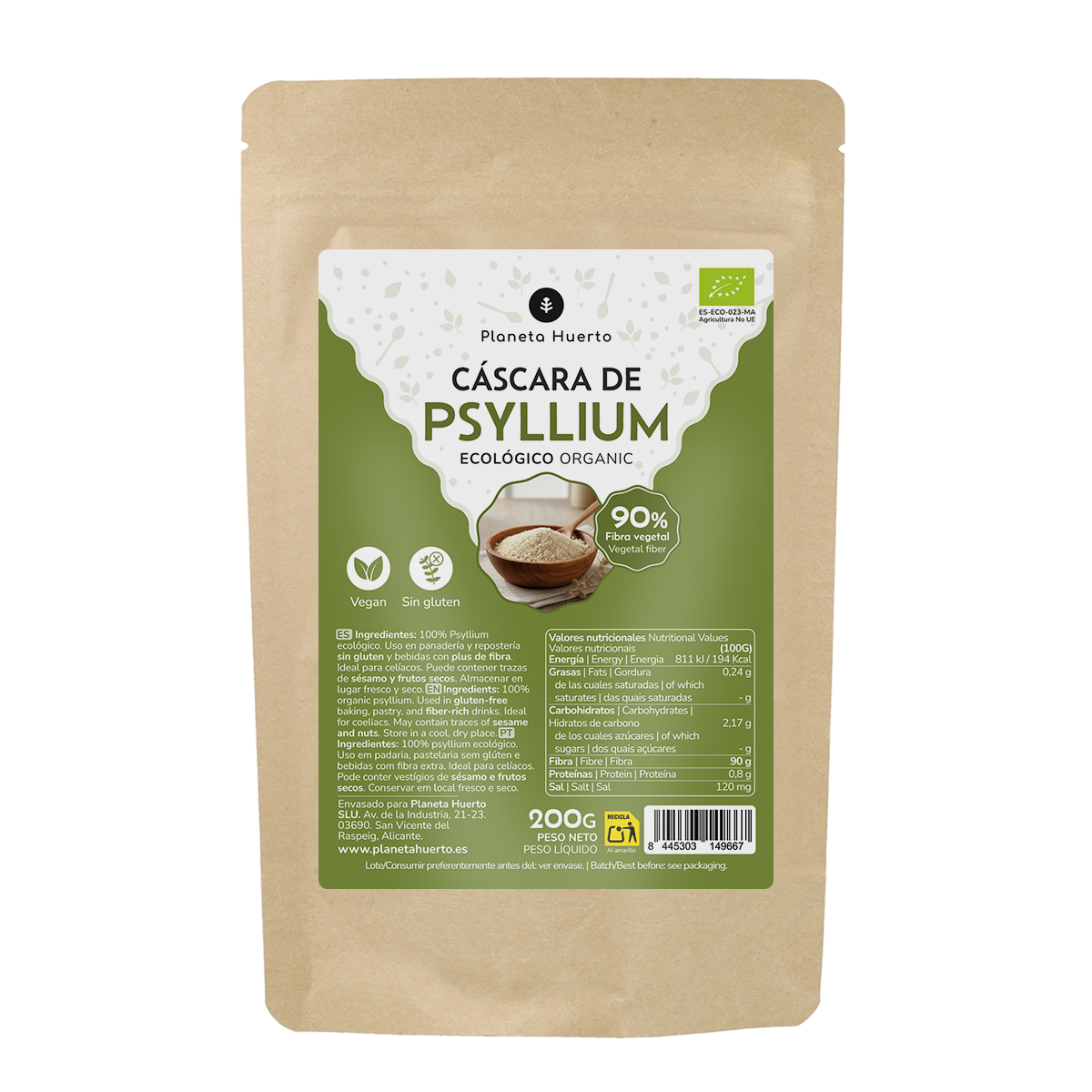 Cáscara de Psyllium Husk ECO Planeta Huerto 200 g