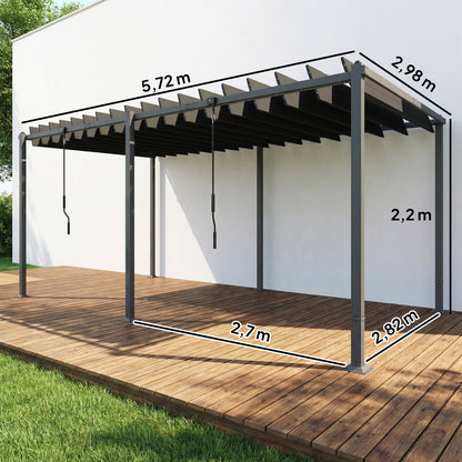 Outsunny Pérgola De Jardín 3x5,7 M Con Techo De Lamas Ajustable Upf50+ Gris_2