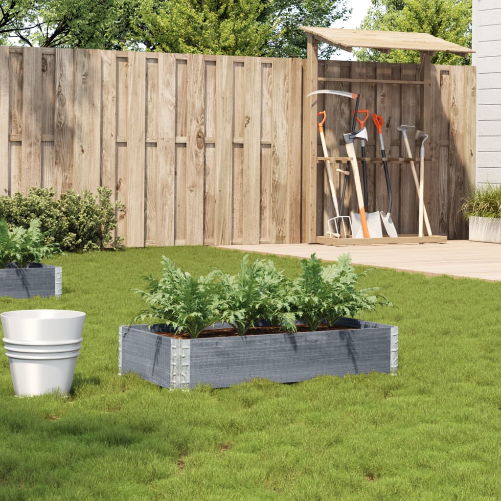 Jardinera De Madera Maciza De Pino Gris 100x50 Cm_1