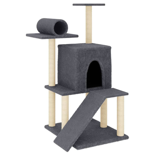 Vidaxl Rascador Para Gatos Con Postes De Sisal Gris Oscuro 110,5 Cm_0