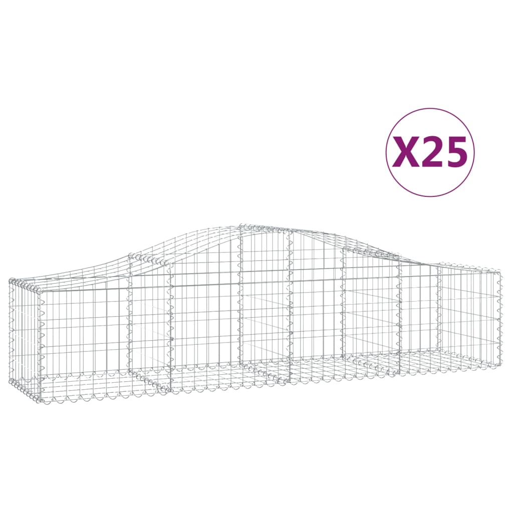 Cestas De Gaviones 25 Uds Forma De Arco Hierro 200x50x40/60 Cm_0