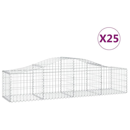 Cestas De Gaviones 25 Uds Forma De Arco Hierro 200x50x40/60 Cm_0