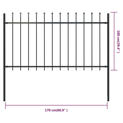 Valla De Jardín Con Puntas De Lanza Acero Negro 1,7x1 M / Vetonek_2