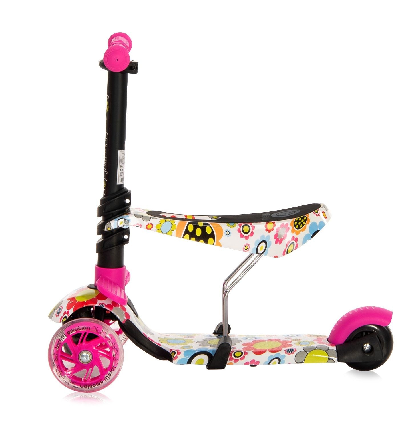 Patinete Infantil Con Asiento Y Respaldo Smart Plus Pink Flowers_4