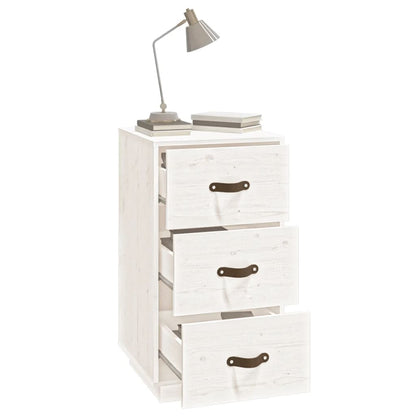 Mesita De Noche Madera Maciza De Pino Blanco 40x40x75 Cm_2