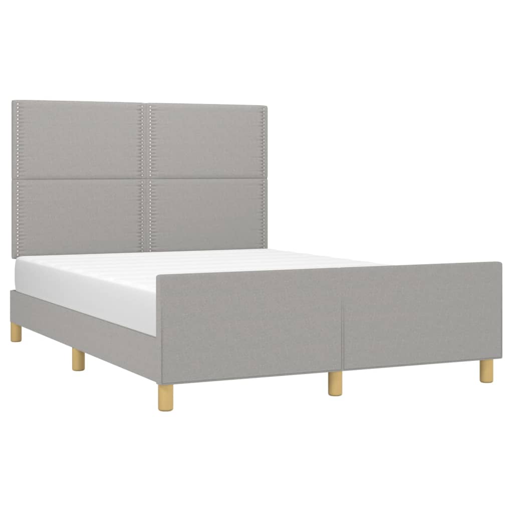 Estructura De Cama Con Cabecero De Tela Gris Claro 140x200 Cm / Vetonek_4