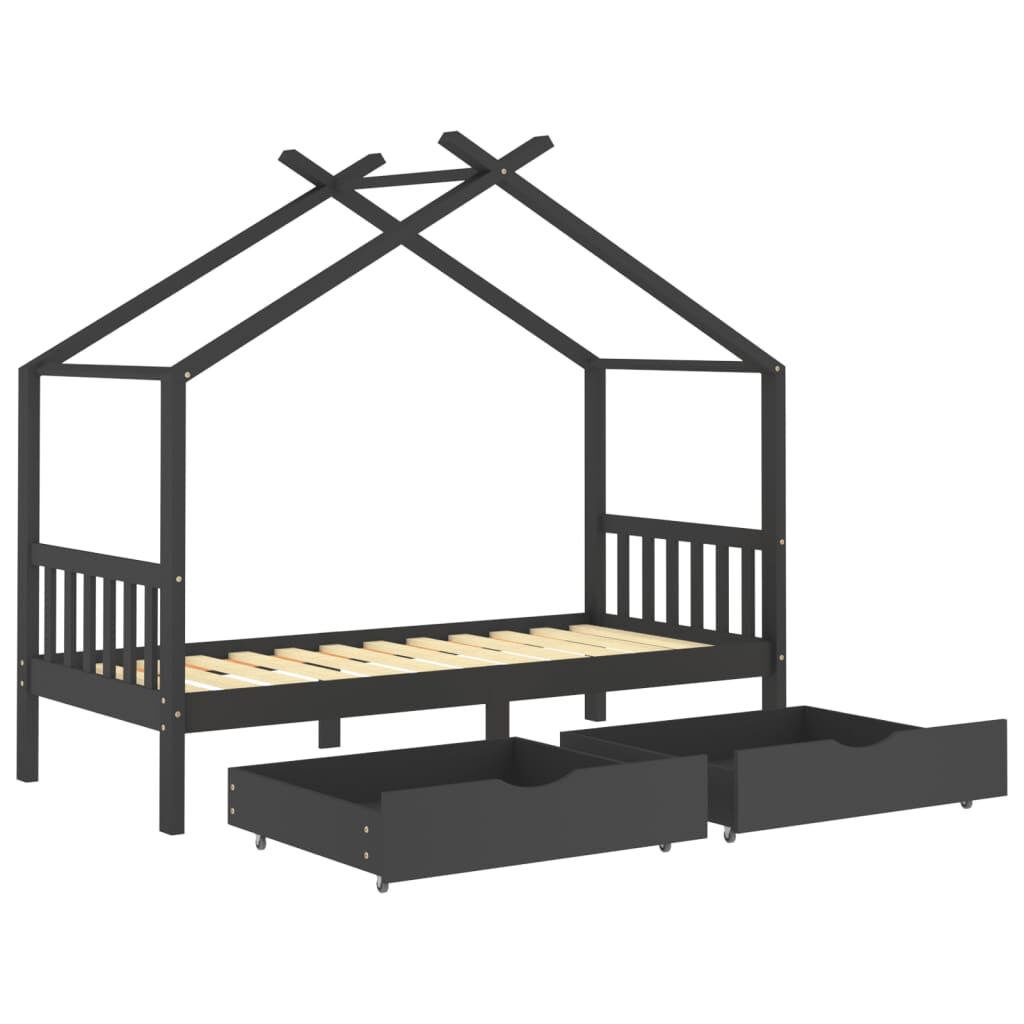 Vidaxl Estructura De Cama Infantil Y Cajones Madera Pino Gris 90x200cm_4