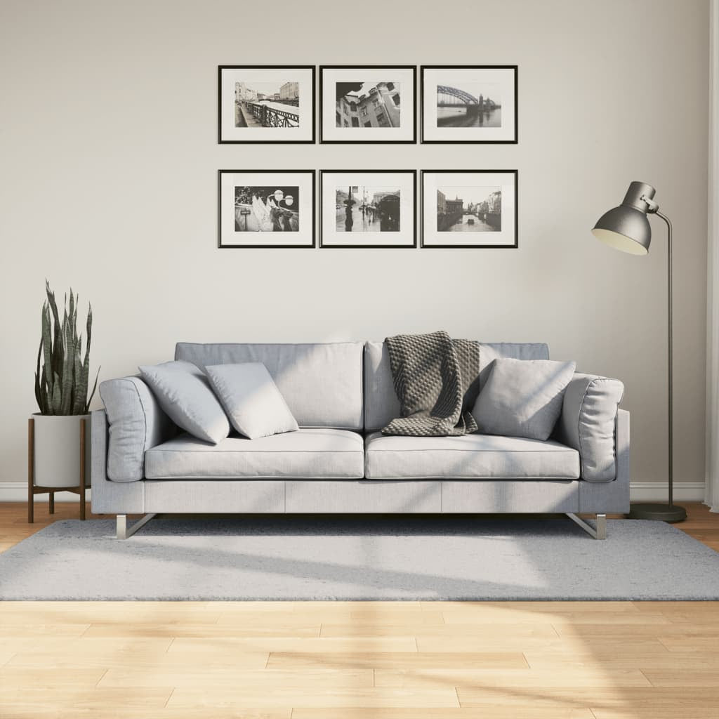 Vidaxl Alfombra De Pelo Corto Suave Lavable Huarte Gris 100x200 Cm_1