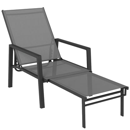 Outsunny Tumbona Plegable Con Reposapiés Retráctil Respaldo Ajustable 5 Niveles_0