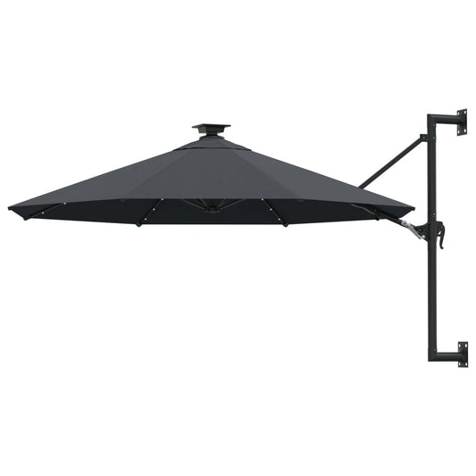 Vidaxl Sombrilla De Jardín De Pared Con Luces Led Antracita 300 Cm_0