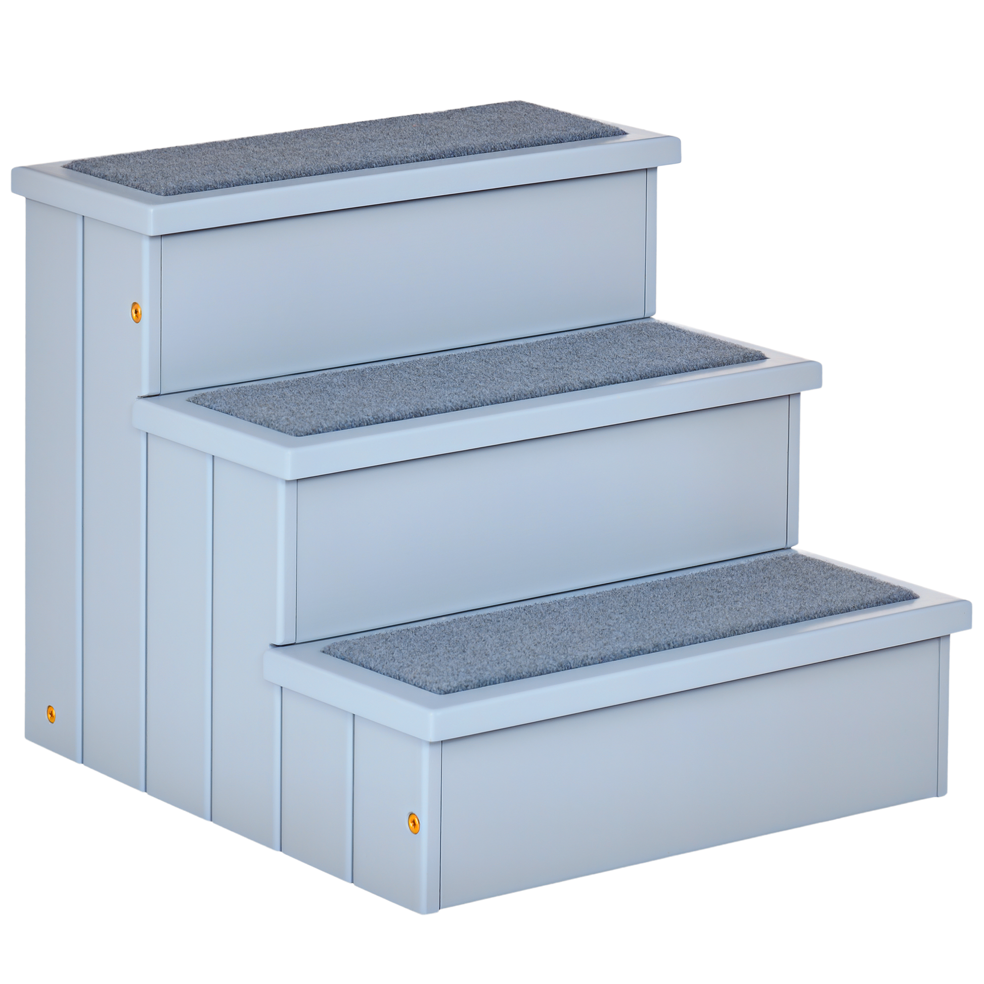 Pawhut Escalera Para Mascotas 3 Peldaños Con Espacio 40,5x44,5x38 Cm Gris_0