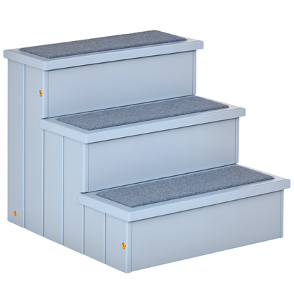 Pawhut Escalera Para Mascotas 3 Peldaños Con Espacio 40,5x44,5x38 Cm Gris_0